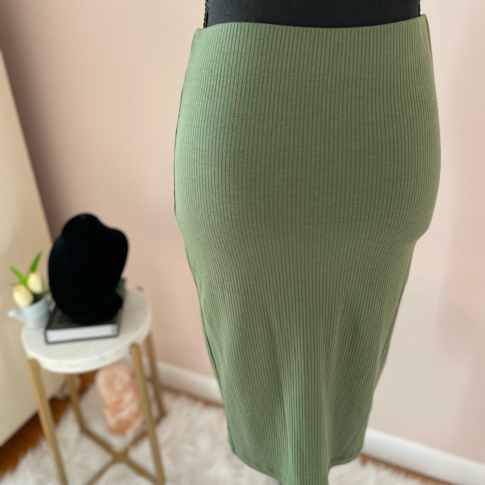 Army green pencil skirt